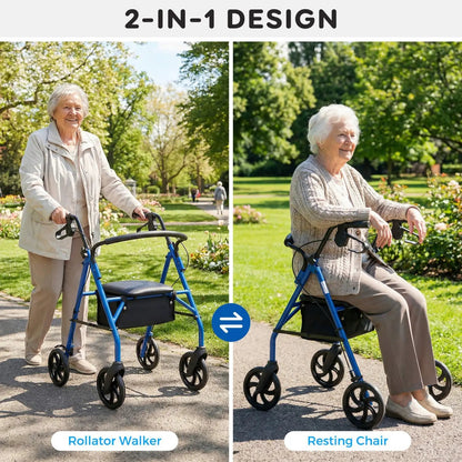 Rollator Walker with Seat and Adjustable Handles