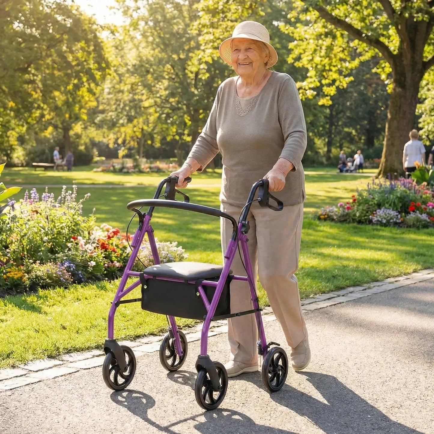 Rollator Walker with Seat and Adjustable Handles