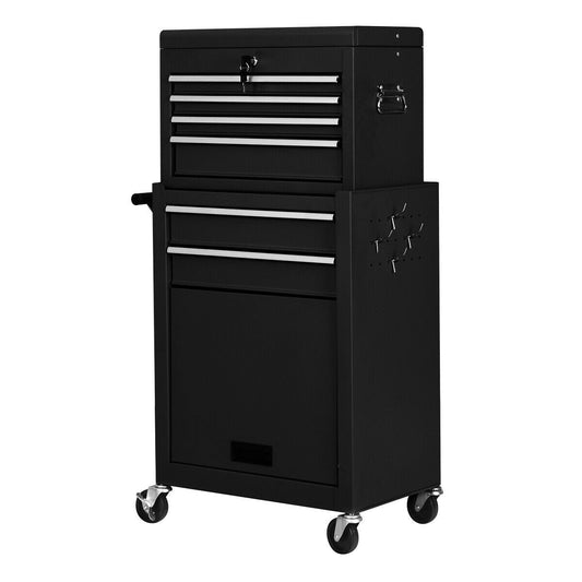 Caja de almacenamiento con ruedas Cofre de herramientas para garaje - Negro