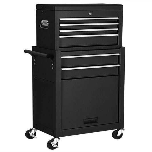 Caja de almacenamiento con ruedas Cofre de herramientas para garaje - Negro