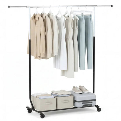 Rolling Clothes Rack Extendable Garment Stand