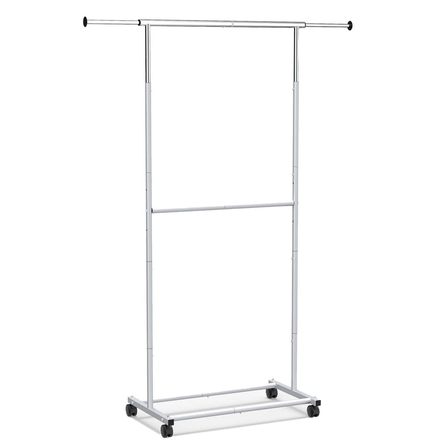 Rolling Clothes Rack Double Rods and Wheels