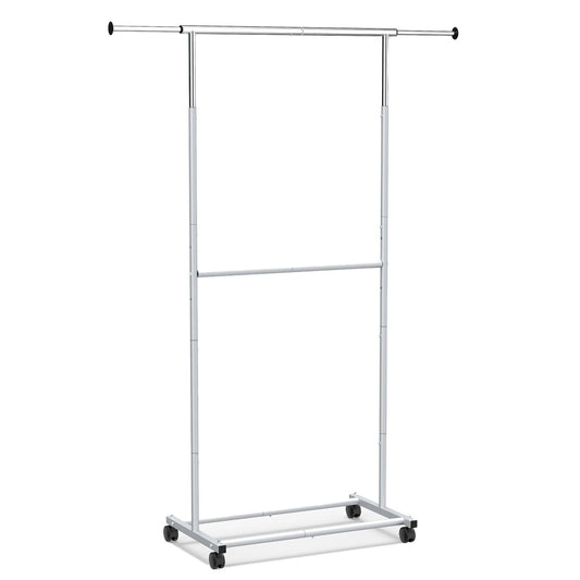 Rolling Clothes Rack Double Rods and Wheels