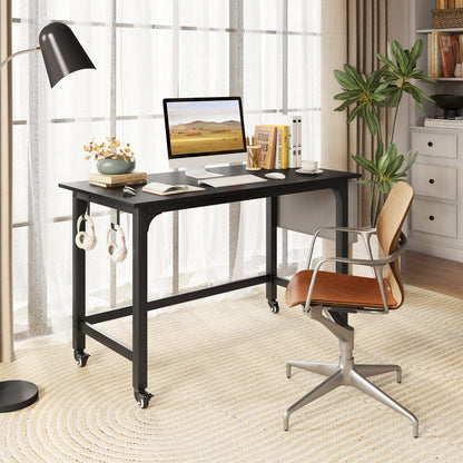 DirectDeals rolling computer desk with lockable wheels, black metal frame, 48x24 in on Tampa Home & Garden Store