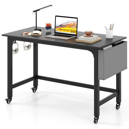 Rolling computer desk 48x24 in gray with lockable wheels and right drawer DirectDeals on Tampa Home & Garden Store
