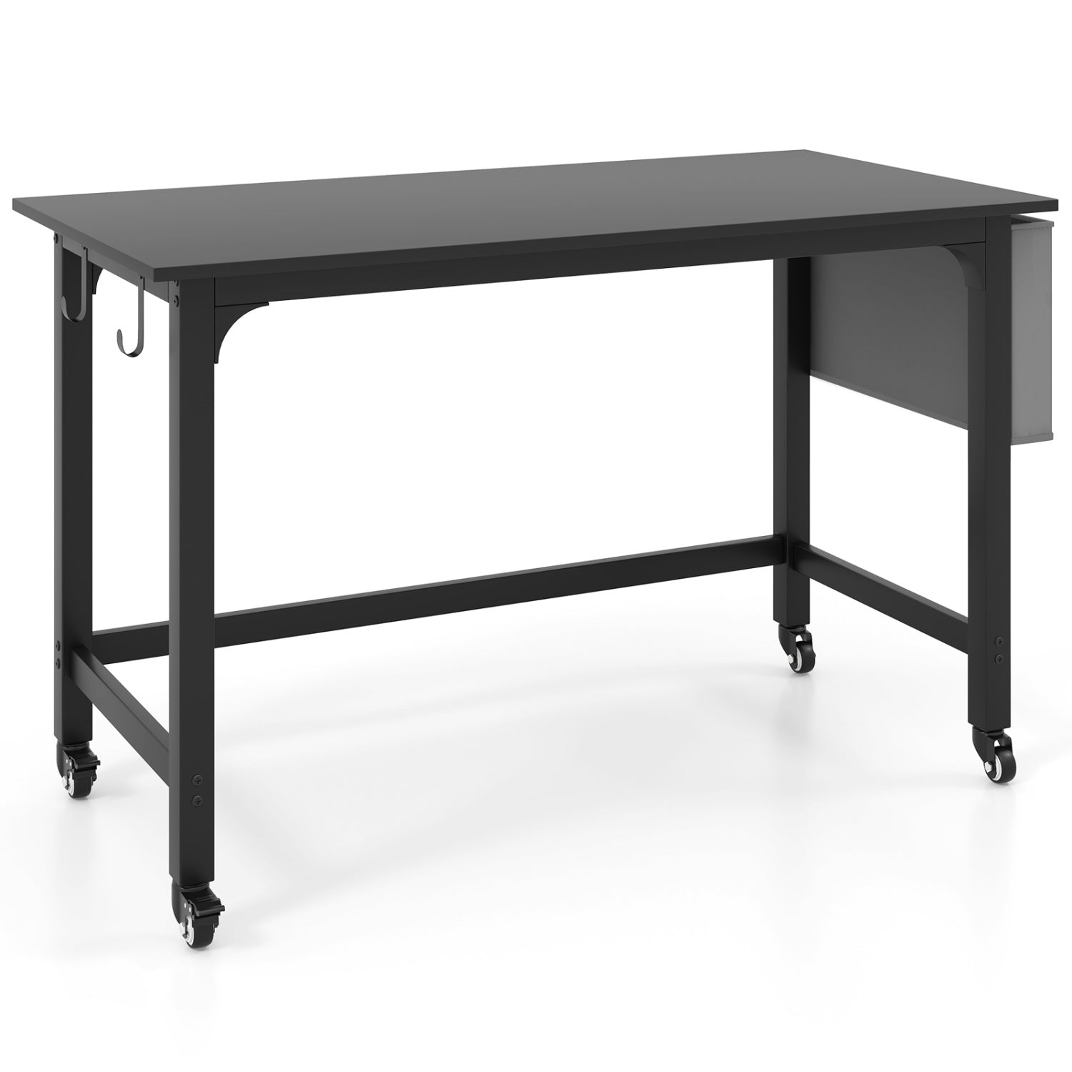 Rolling computer desk 48x24 in black steel with lockable wheels and cable hooks DirectDeals on Tampa Home & Garden Store