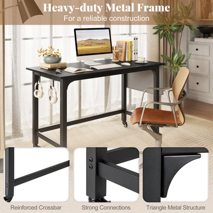 Rolling computer desk DirectDeals, lockable wheels, 48 x 24, black metal frame on Tampa Home & Garden Store