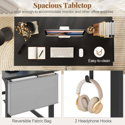 Rolling Computer Desk with Lockable Wheels 48x24 in black by DirectDeals on Tampa Home & Garden Store