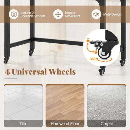 Rolling Computer Desk 48x24 by DirectDeals, 4 universal wheels and 2 lockable wheels, black on Tampa Home & Garden Store