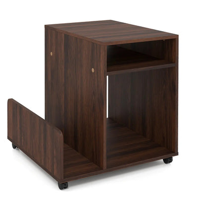 Rolling End Table 3-Tier Mobile Nightstand