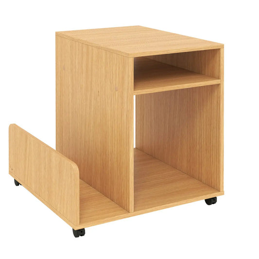 Rolling End Table 3-Tier mobile side table with storage rack natural wood DirectDeals on Tampa Home & Garden Store