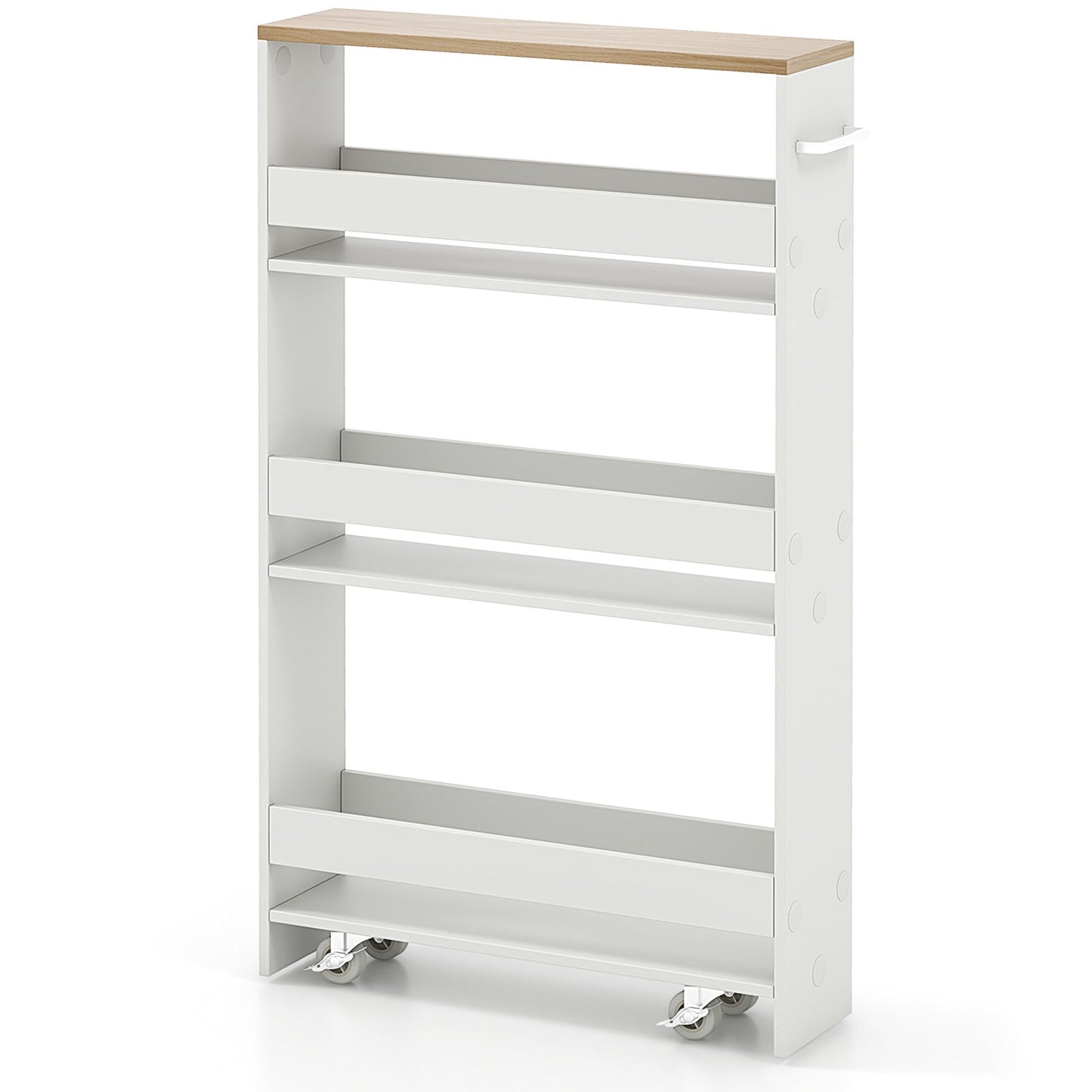 Rolling Kitchen Slim Storage Cart Mobile Shelving Organizer with Handle-Black
