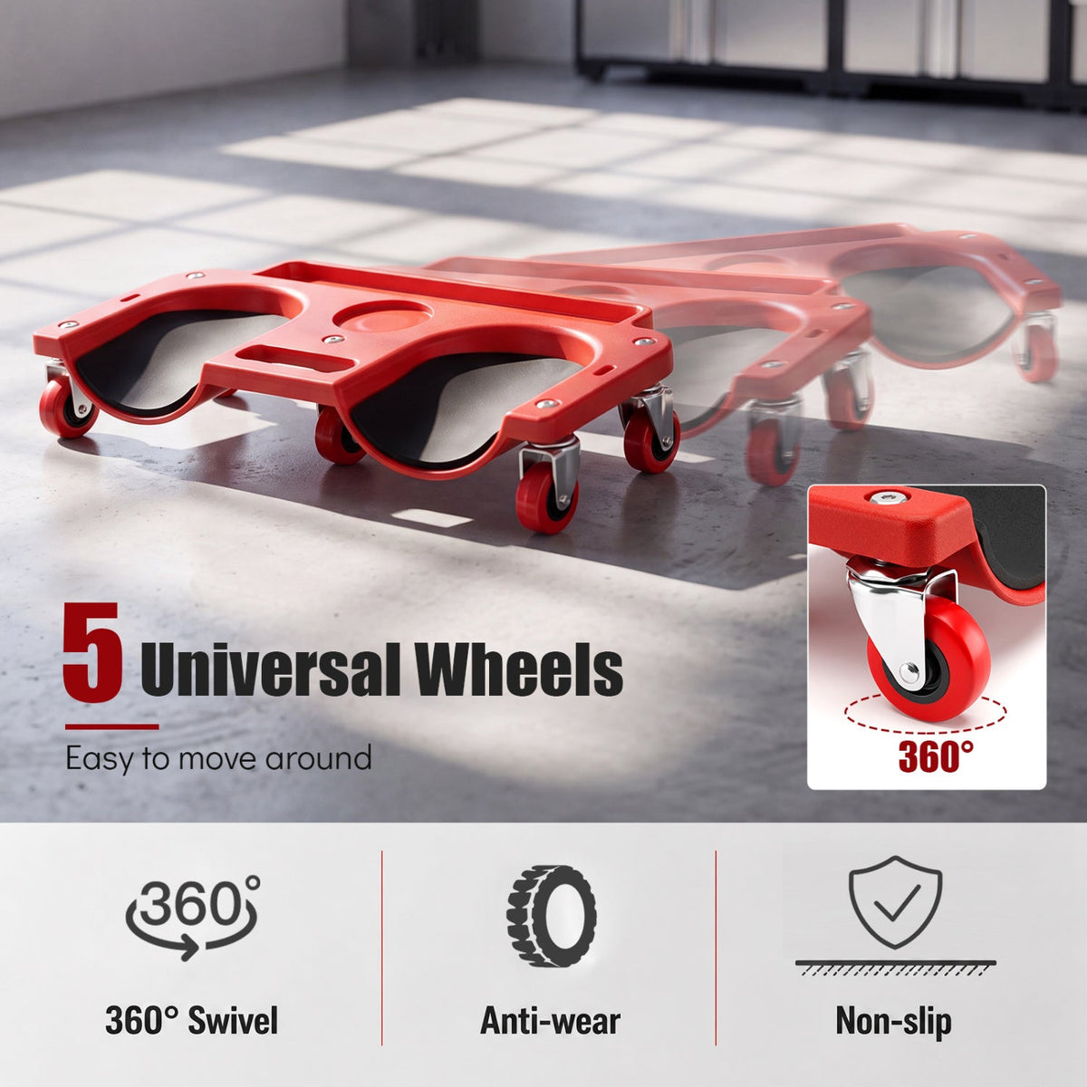Rolling Knee Creeper with 5 red universal wheels, 360° swivel casters and built-in tool trays on Tampa Home & Garden Store