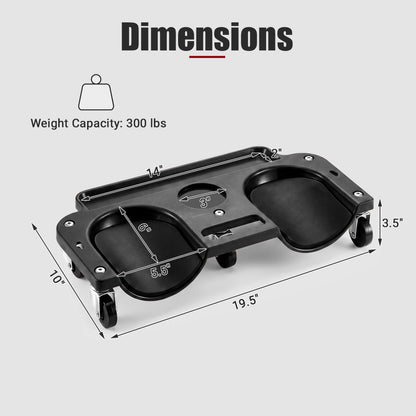 Rolling Knee Creeper by DirectDeals, black garage creeper with 360° swivel casters and tool trays, 19.5" L x 10" W x 3.5" H on Tampa Home & Garden Store