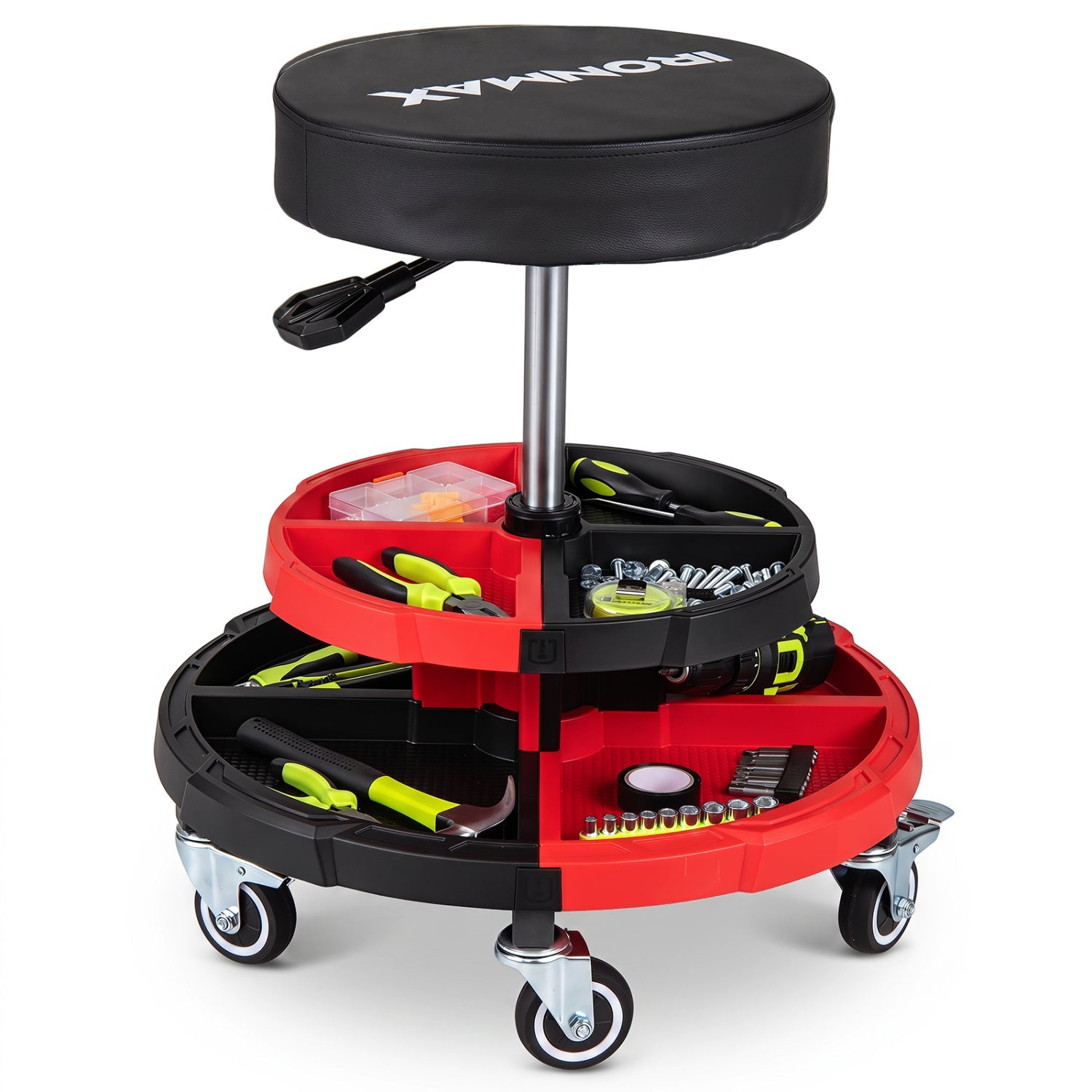 DirectDeals rolling mechanic stool with adjustable height and red circular tool tray on Tampa Home & Garden Store