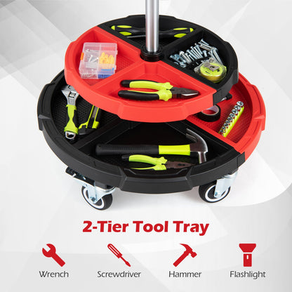 Mechanic Stool DirectDeals adjustable height with red 2-tier tool tray on wheels on Tampa Home & Garden Store