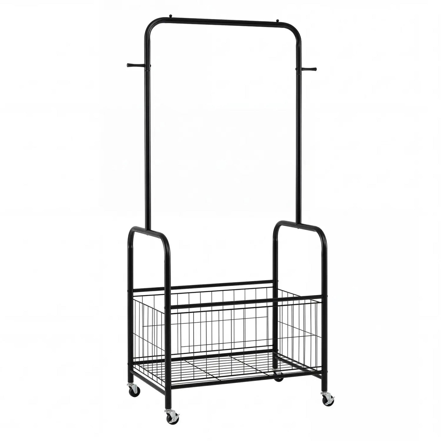 Rolling Metal Clothes Rack with Hanging Rod