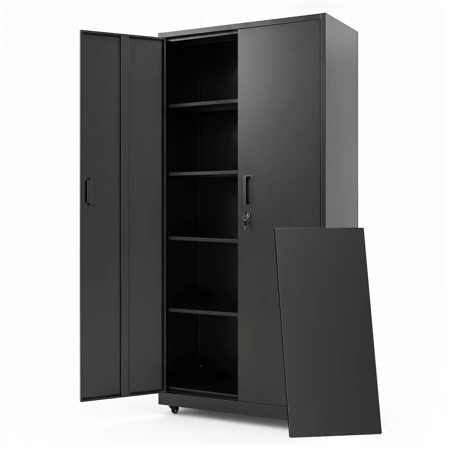 Rolling Metal Storage Cabinet 73 Inches Lockable