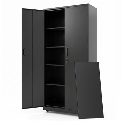 Rolling Metal Storage Cabinet 73 Inches Lockable
