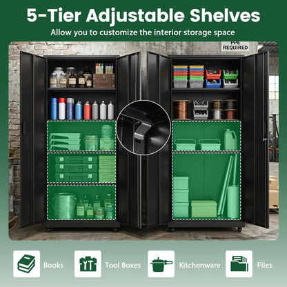 Rolling Metal Storage Cabinet 73 Inches Lockable