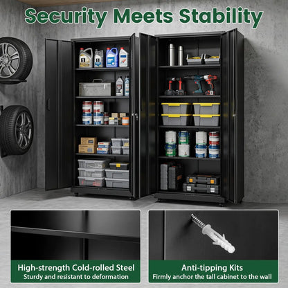 Rolling Metal Storage Cabinet 73 Inches Lockable