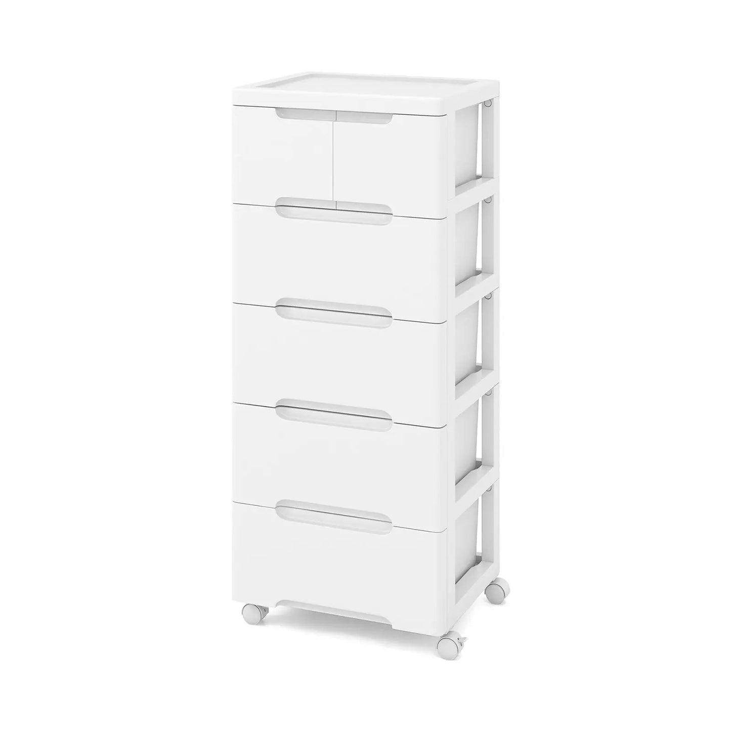 Rolling Storage Cabinet With 6 Drawers, White