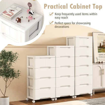 Rolling Storage Cabinet With 6 Drawers, White