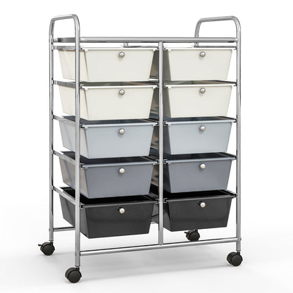 10-Drawer Rolling Storage Cart-Black
