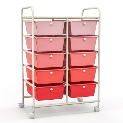 10-Drawer Rolling Storage Cart-Black