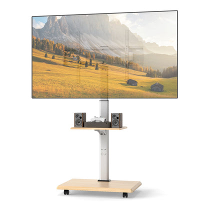 Rolling TV Stand on Wheels Mobile TV Cart for 32-75 Inch TVs Portable AV Cart