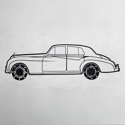 Rolls-Royce Silver Wall Art – Classic Luxury Steel Silhouette with Spinning Wheels-KAFMEKA040 - Tampa Home & Garden Store