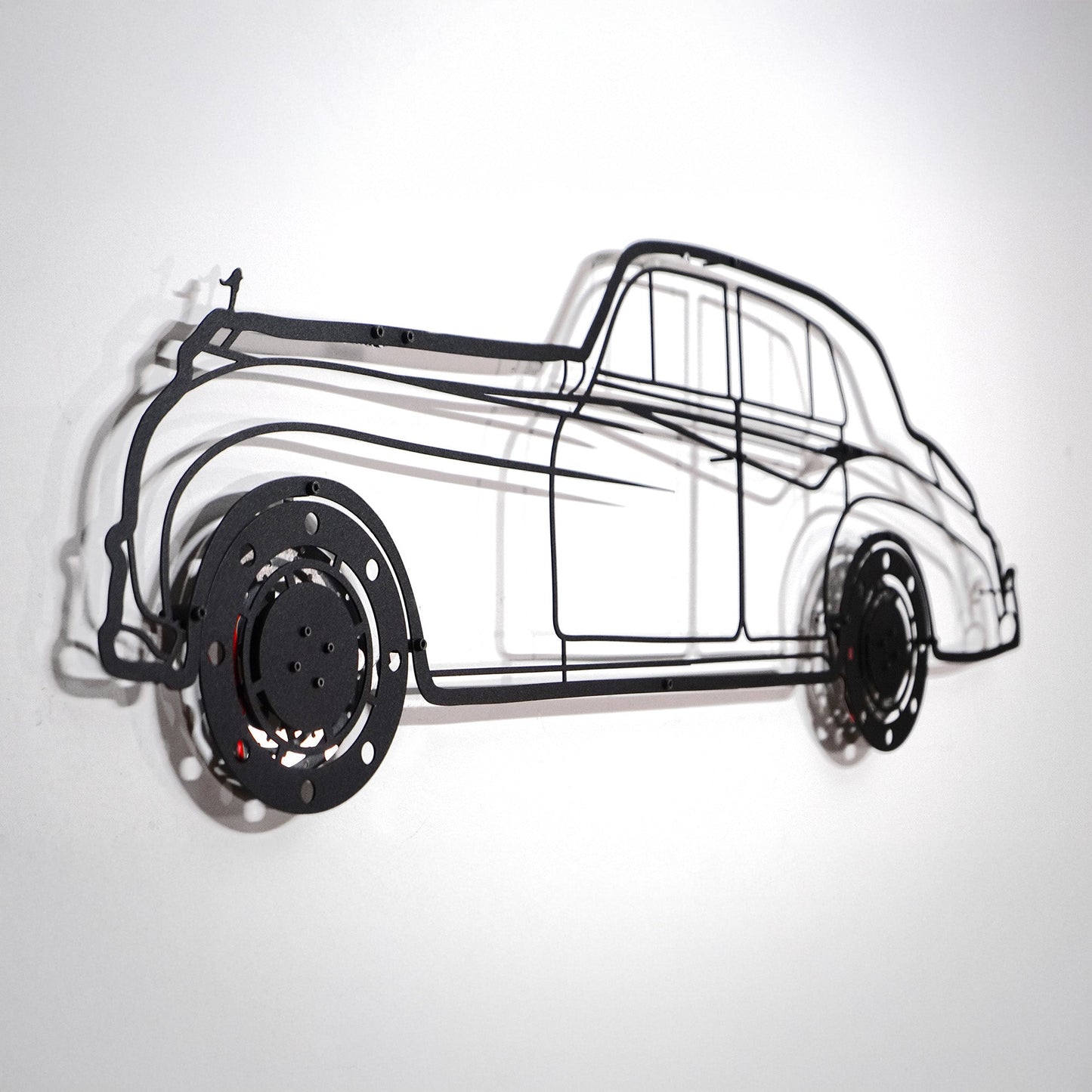 Rolls-Royce Silver Wall Art – Classic Luxury Steel Silhouette with Spinning Wheels-KAFMEKA040 - Tampa Home & Garden Store