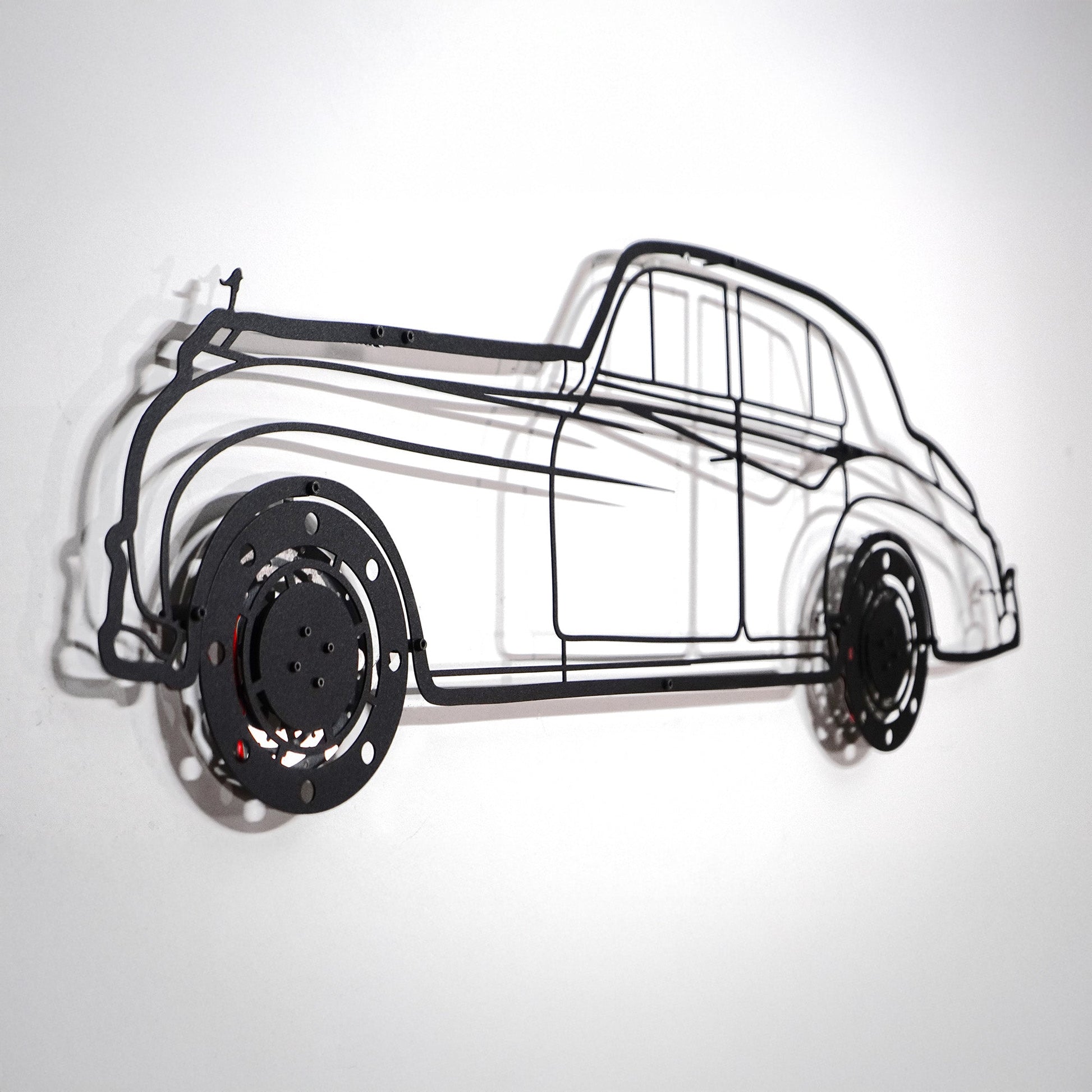 Rolls-Royce Silver Wall Art – Classic Luxury Steel Silhouette with Spinning Wheels-KAFMEKA040 - Tampa Home & Garden Store