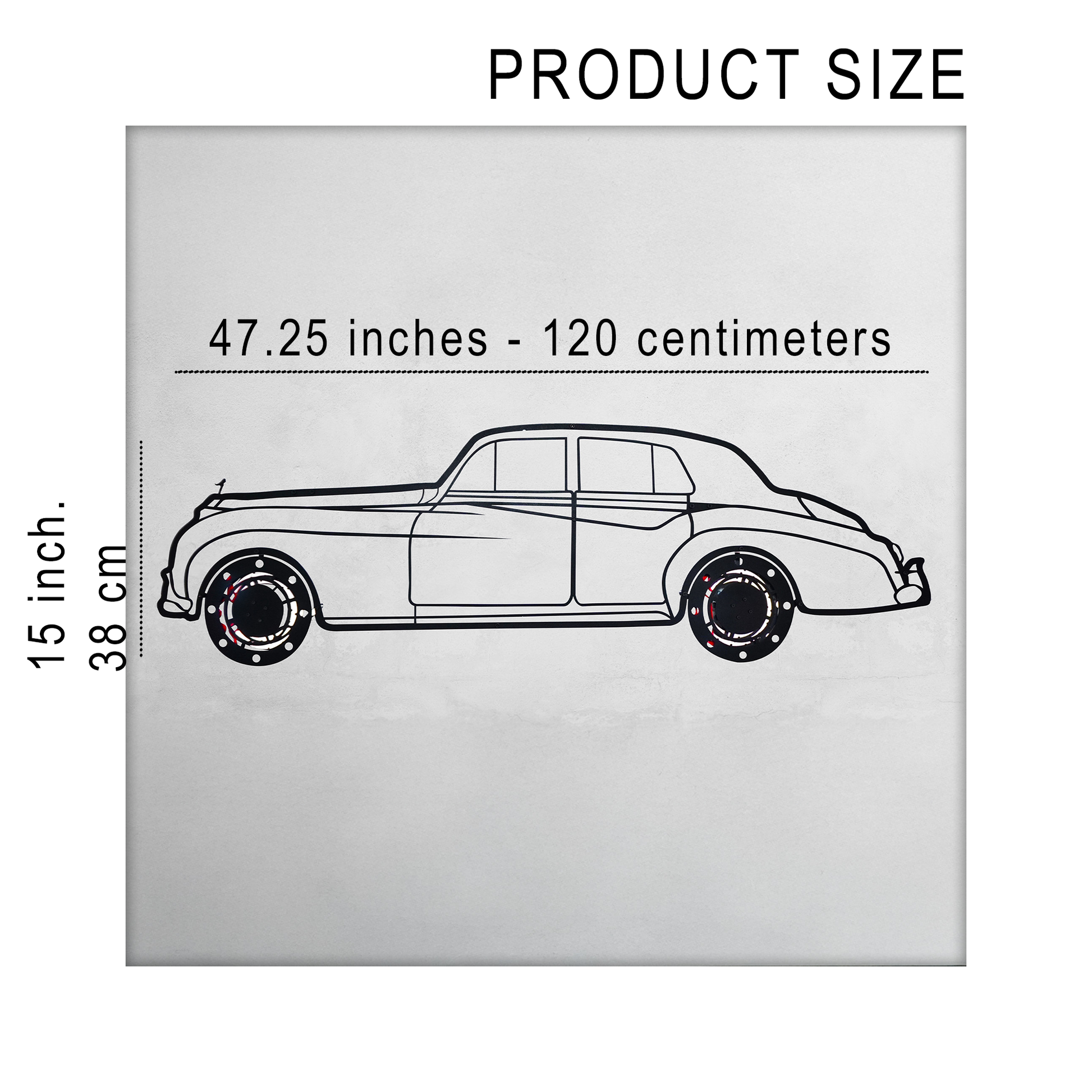 Rolls-Royce Silver Wall Art – Classic Luxury Steel Silhouette with Spinning Wheels-KAFMEKA040 - Tampa Home & Garden Store