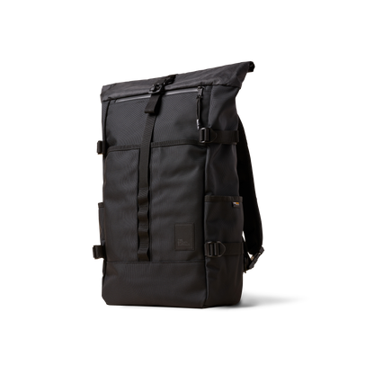 Rolltop backpack The Brown Buffalo in black rugged fabric with roll-top closure on Tampa Home & Garden Store