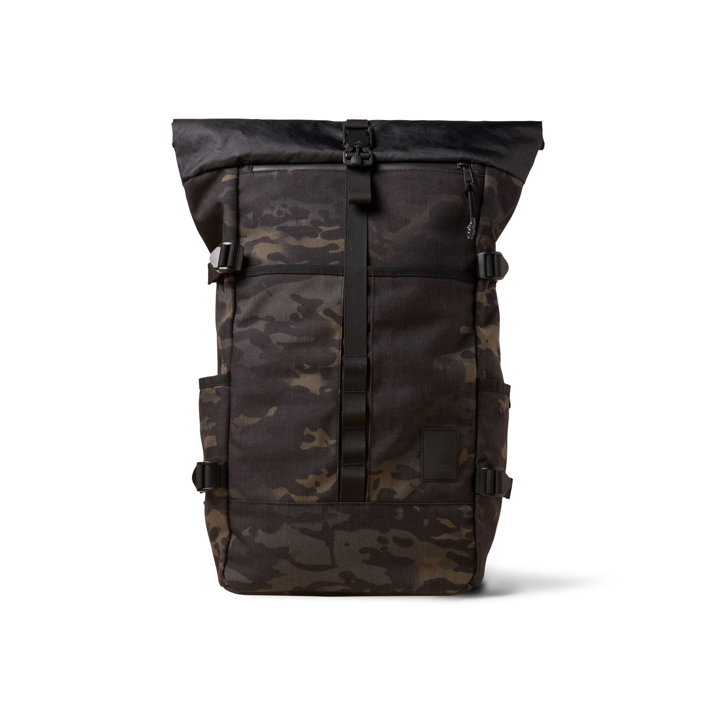 Rolltop camouflage backpack by The Brown Buffalo with buckle closure on Tampa Home & Garden Store