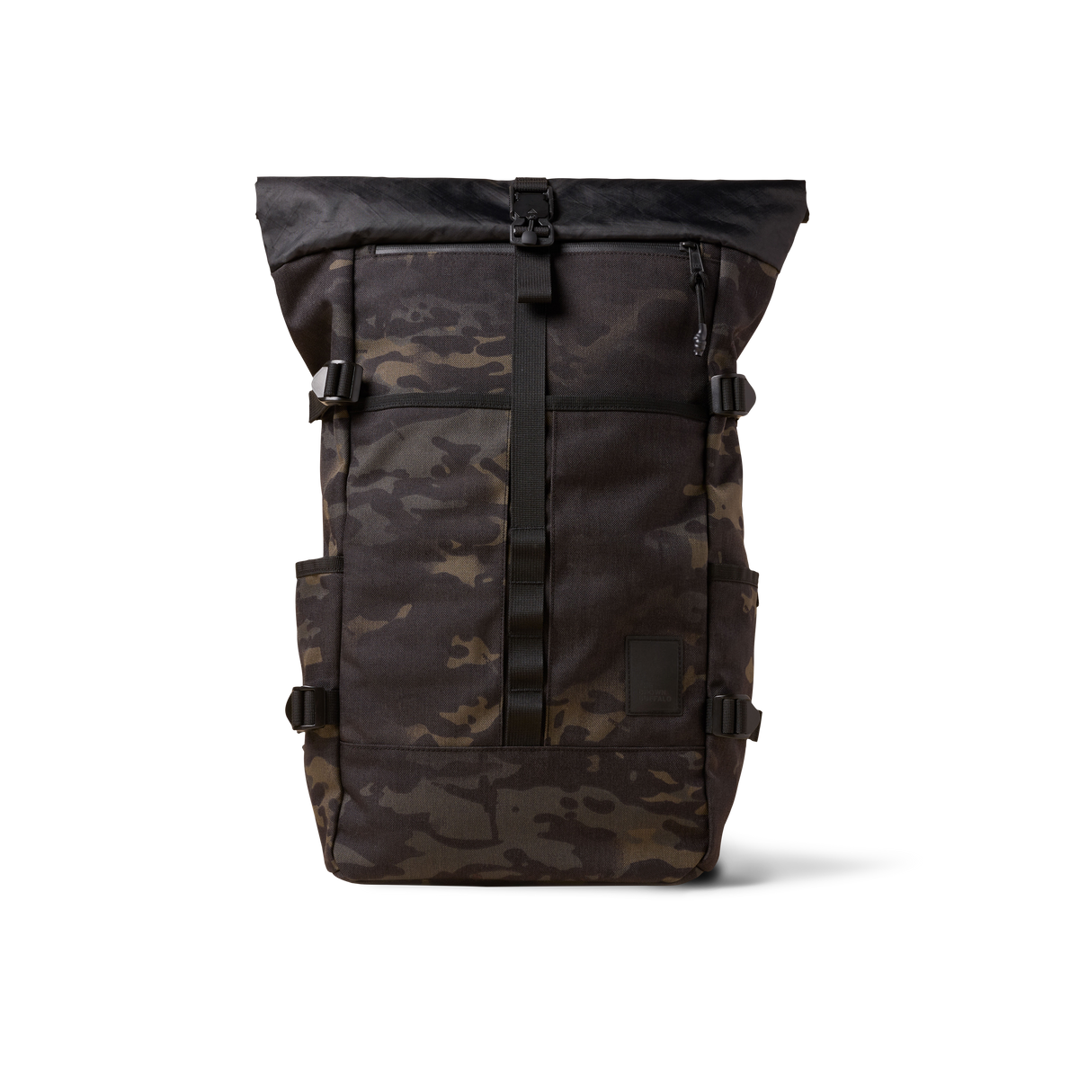 Rolltop camouflage backpack by The Brown Buffalo with buckle closure on Tampa Home & Garden Store
