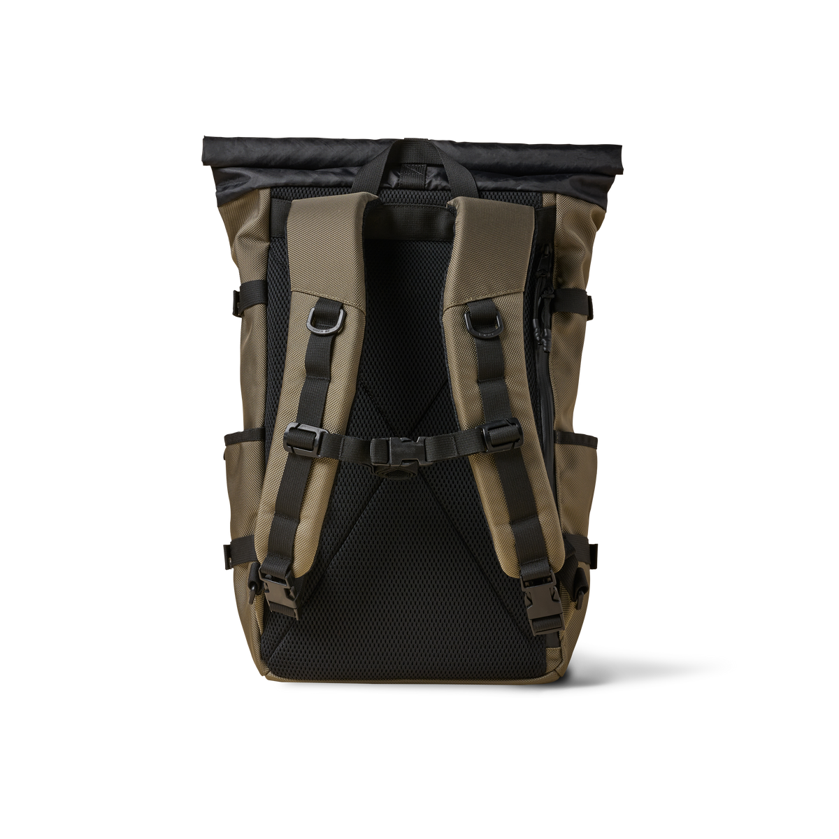 Rolltop Backpack by The Brown Buffalo in khaki canvas with padded back and adjustable straps on Tampa Home & Garden Store
