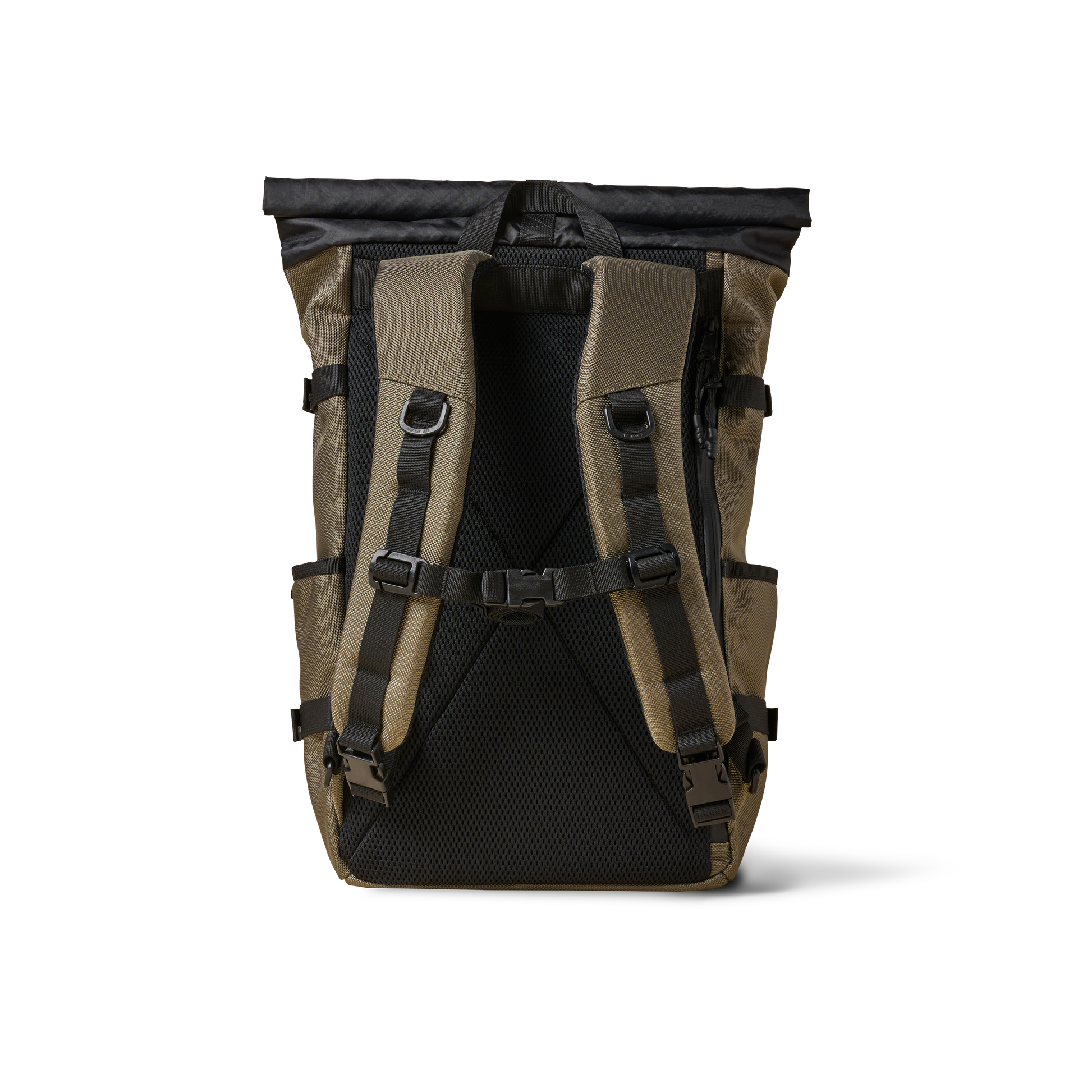 Rolltop Backpack by The Brown Buffalo in khaki canvas with padded back and adjustable straps on Tampa Home & Garden Store