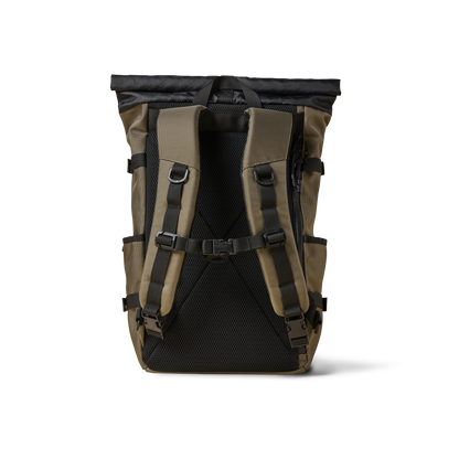 Rolltop Backpack by The Brown Buffalo in khaki canvas with padded back and adjustable straps on Tampa Home & Garden Store