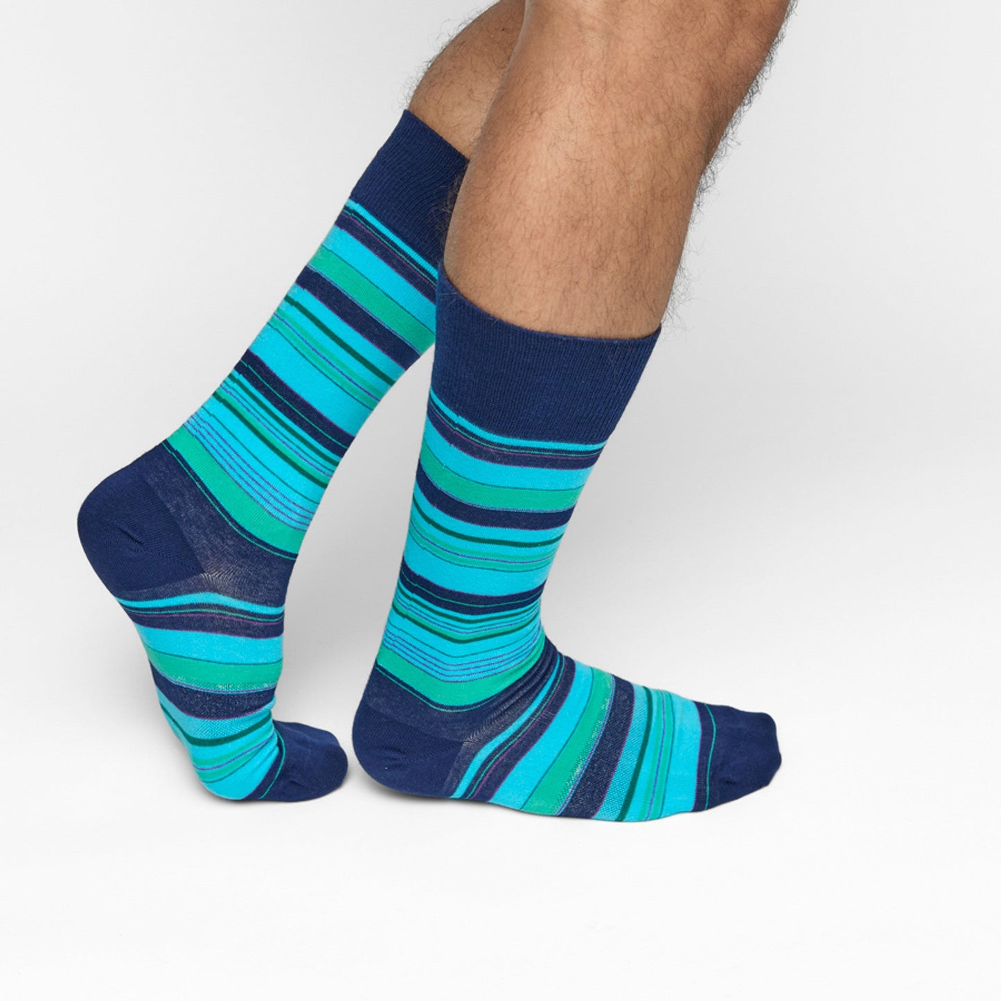 Spectrum Stripes Dress Sock Bundle by DeadSoxy, blue teal striped boardroom socks 2 pairs on Tampa Home & Garden Store