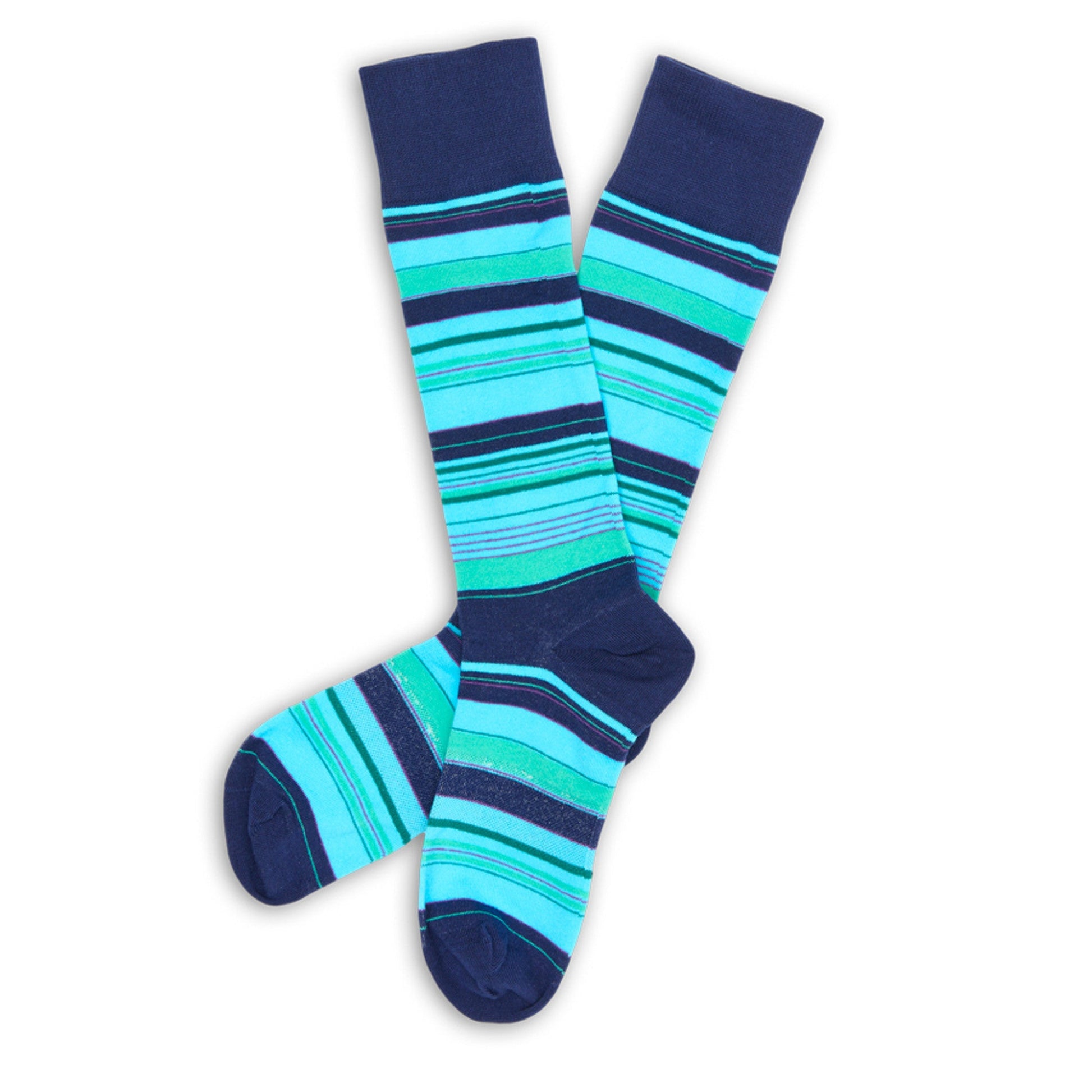 Spectrum Stripes Boardroom Dress Socks bundle by DeadSoxy; navy base with turquoise stripes on Tampa Home & Garden Store