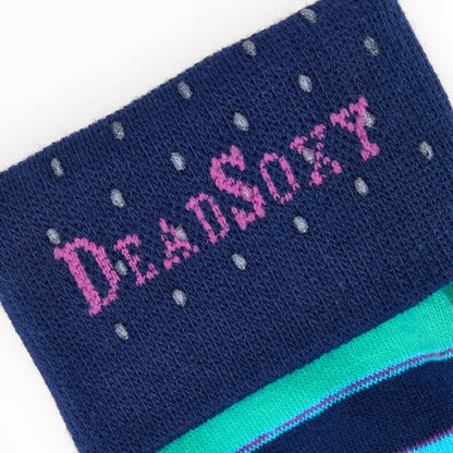 Spectrum Stripes Dress Socks bundle navy with pink lettering by DeadSoxy on Tampa Home & Garden Store