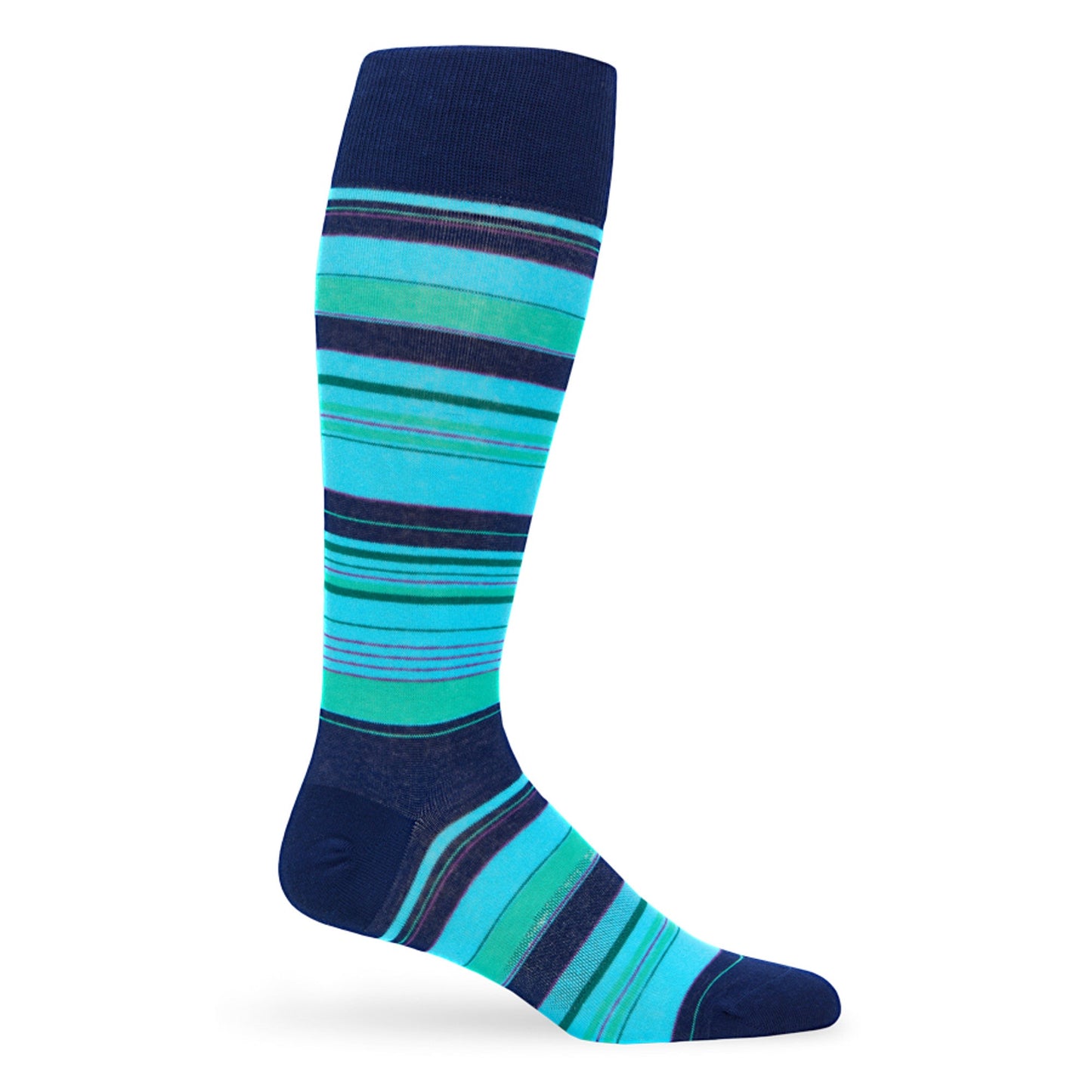 Rolly Aqua and Teal Stripe Cotton Dress Socks