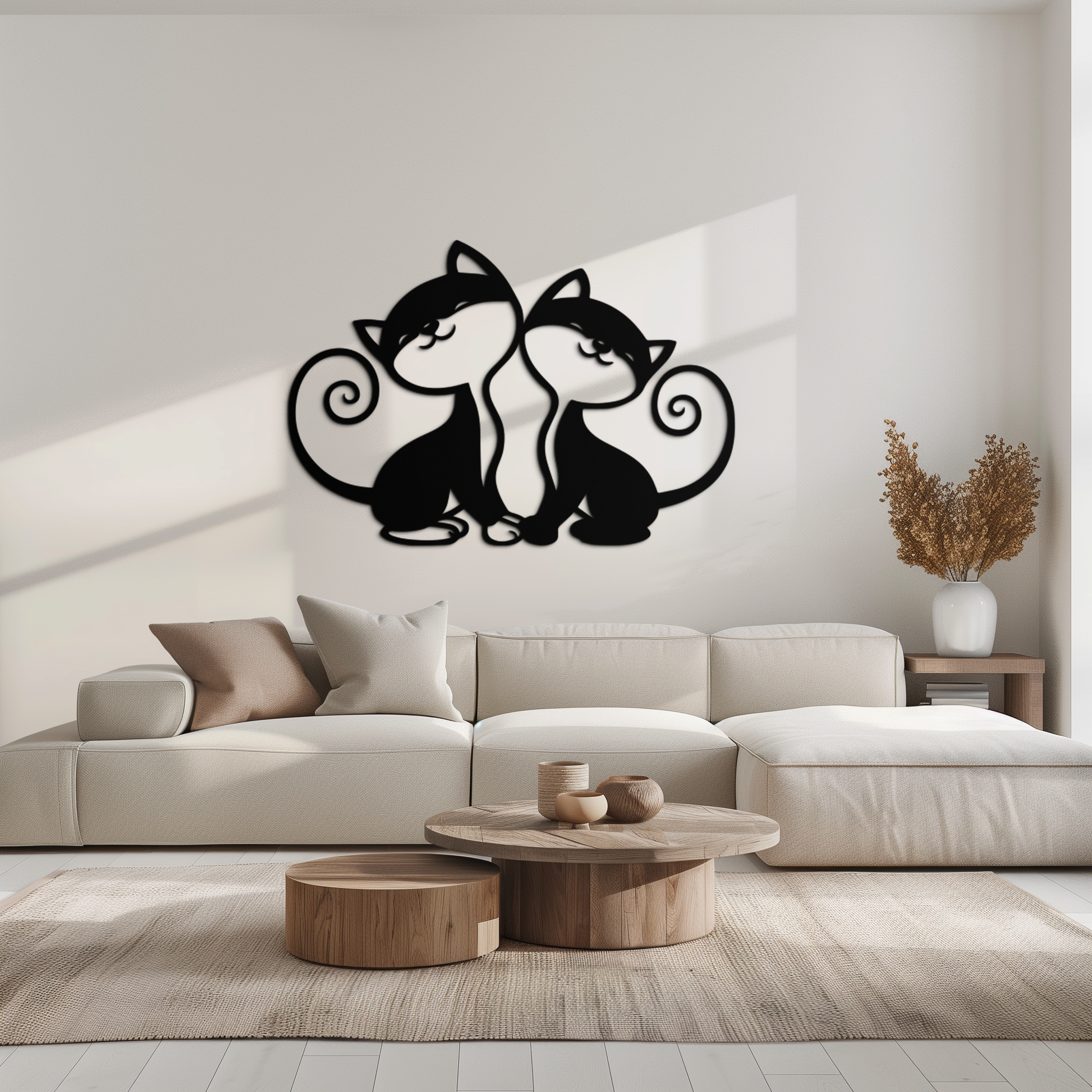 Romantic Cat Couple Metal Wall Art - Elegant Feline Silhouette Decor - KAF209 - Tampa Home & Garden Store