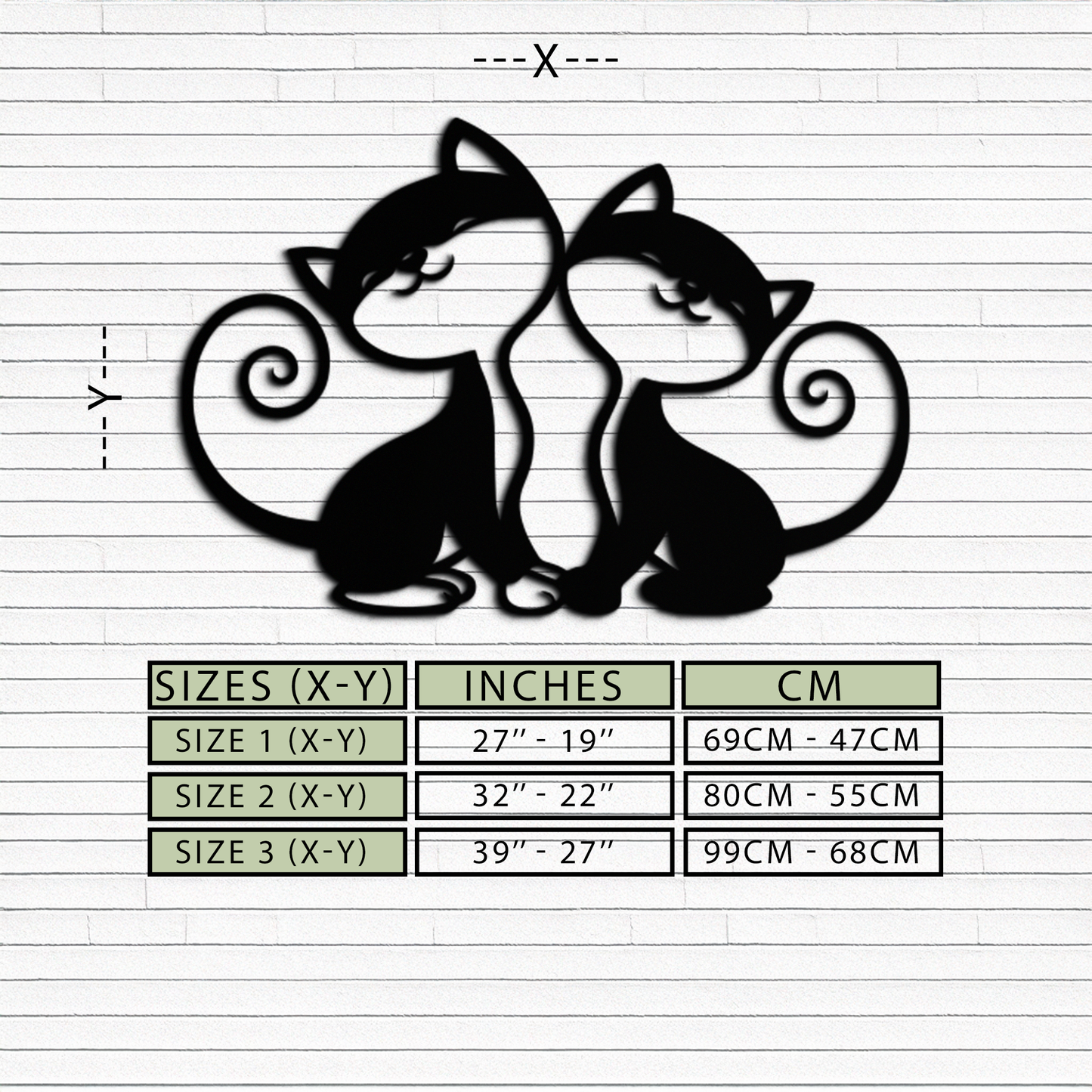 Romantic Cat Couple Metal Wall Art - Elegant Feline Silhouette Decor - KAF209 - Tampa Home & Garden Store