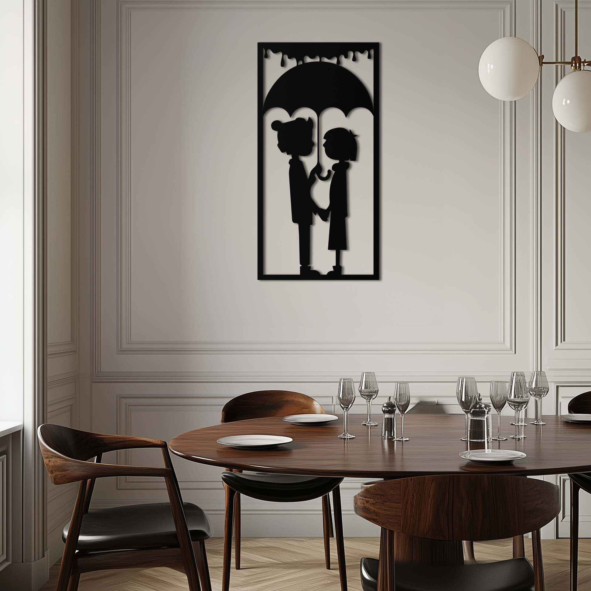 Romantic Couple Under Umbrella Metal Wall Art - Love & Rain-Inspired Decor - KAF199 - Tampa Home & Garden Store