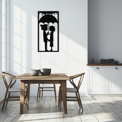 Romantic Couple Under Umbrella Metal Wall Art - Love & Rain-Inspired Decor - KAF199 - Tampa Home & Garden Store