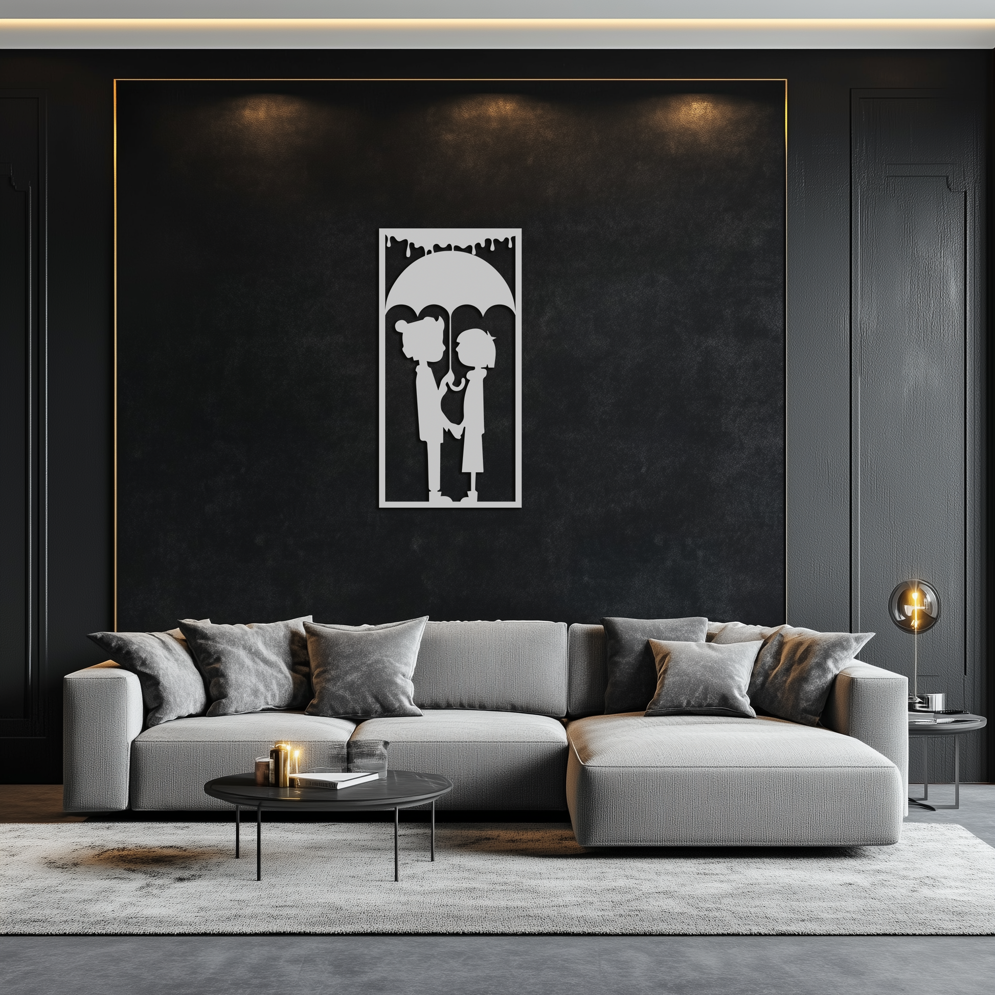 Romantic Couple Under Umbrella Metal Wall Art - Love & Rain-Inspired Decor - KAF199 - Tampa Home & Garden Store
