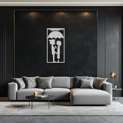 Romantic Couple Under Umbrella Metal Wall Art - Love & Rain-Inspired Decor - KAF199 - Tampa Home & Garden Store